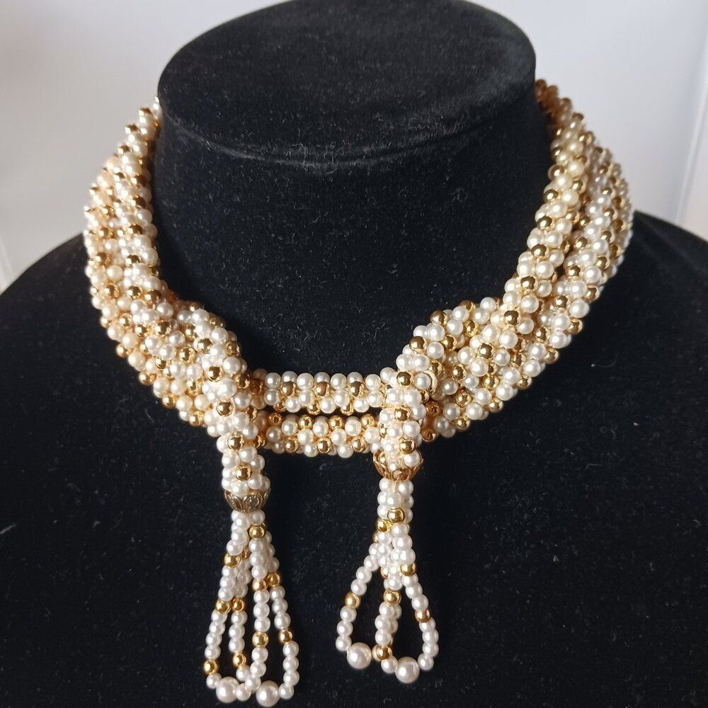 Vintage 52" Beaded Goldtone Necklace /Belt - Picture 2 of 4